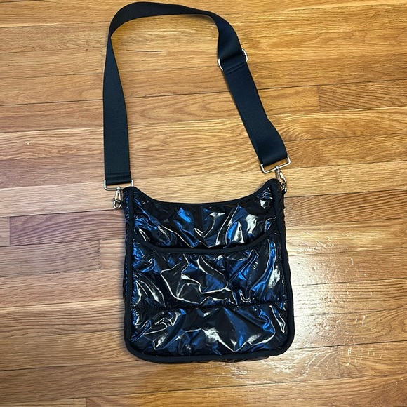 Ah-Dorned Handbags - Ah-Dorned Black Puffer Nylon Crossbody Bag
